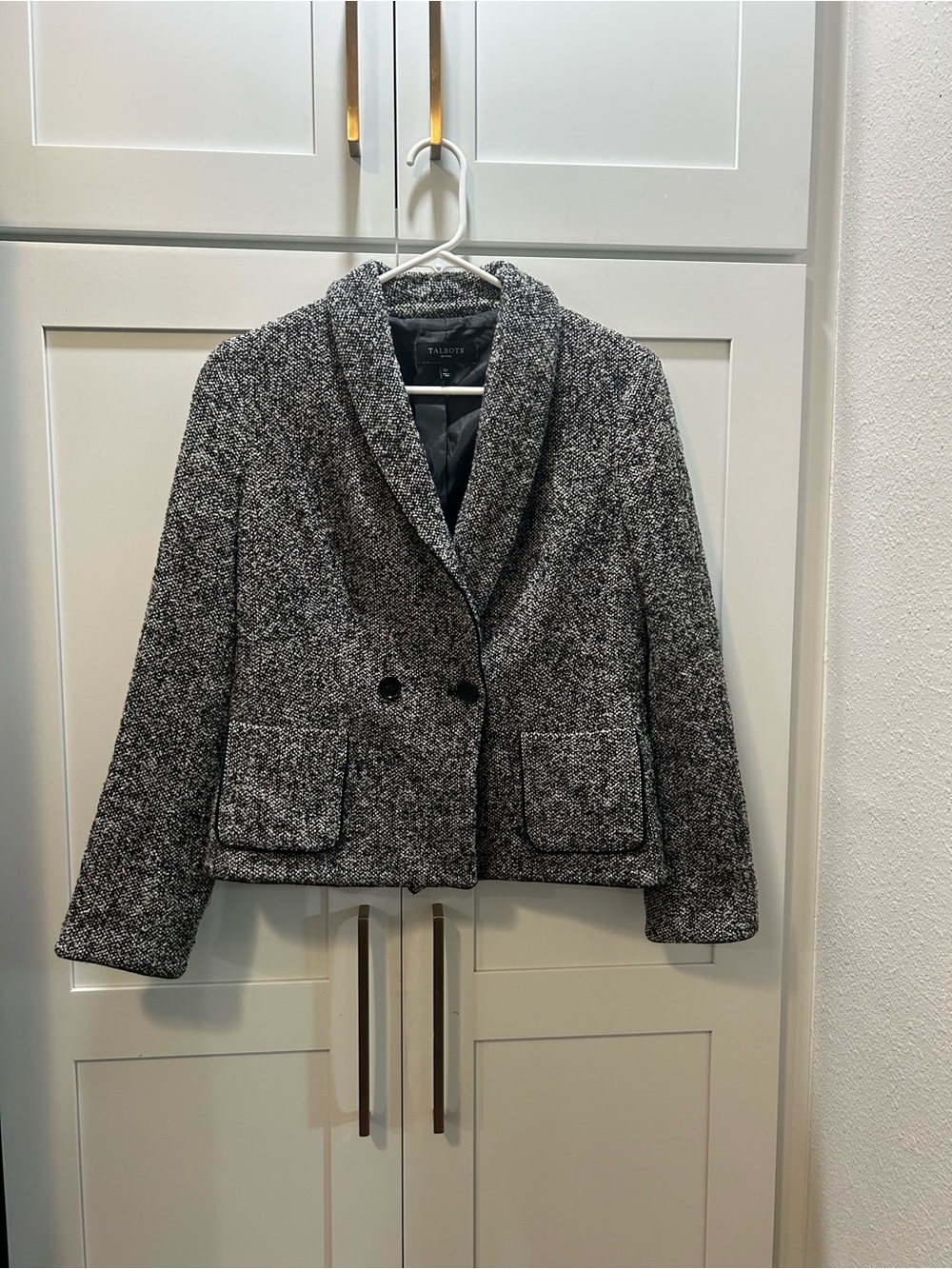 Talbots Black & White Tweed Blazer Jacket